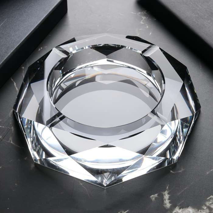 1pc Glass Ashtray Clear Crystal Glass Ashtray For Indoor And Outdoor Creative Large Octagonal Bla