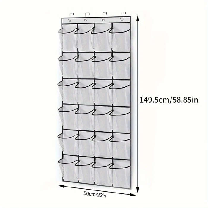 1pc 24Pocket Over-the-Door Shoe Organizer Durable Plastic Hanging Shoe Rack with Large Mesh Pockets