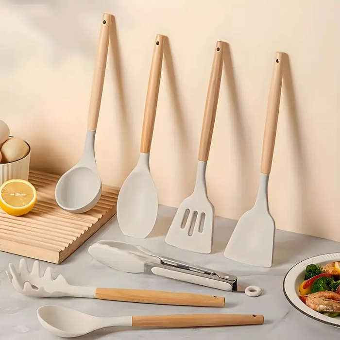 21pcs set Silicone Utensil Set with 10pcs hooks Kitchen Utensil Set Safety Cooking Utensils Set Non-