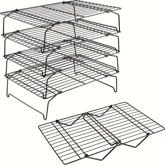 5pcs Cooling Rack Set Stackable Baking and Cooking Rack for Cooling Grilling Foldable and Hea