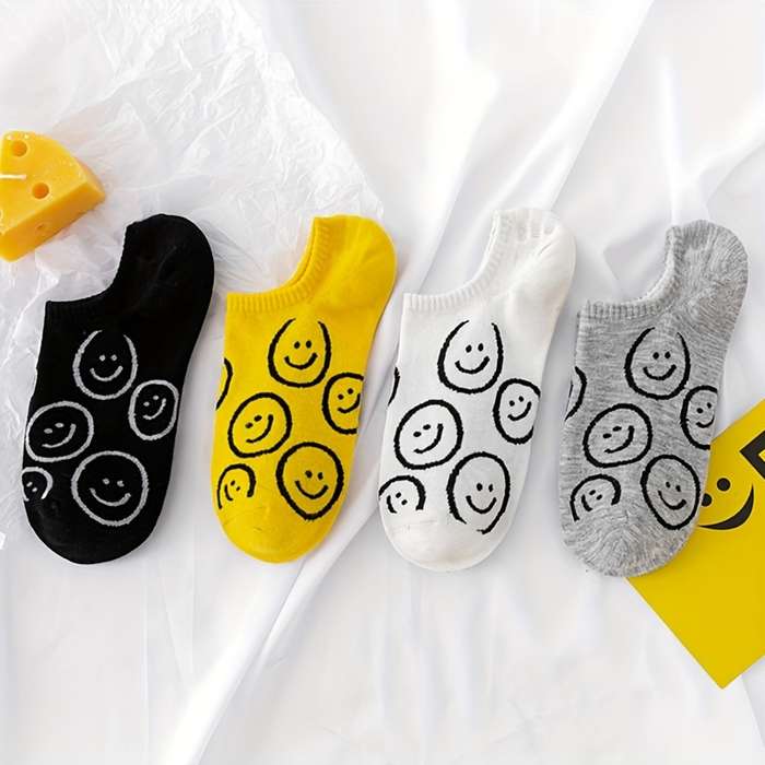 4 Pairs Mixed Color One Size High Elastic Socks