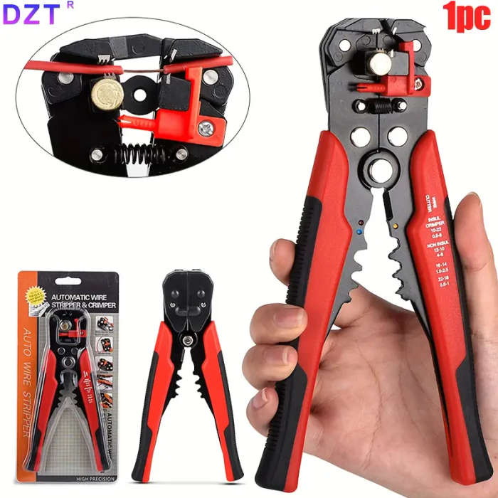 1pc Multi-Functional Automatic Wire Stripper Self-Adjusting Cable Cutter with Comfort Grip Handles