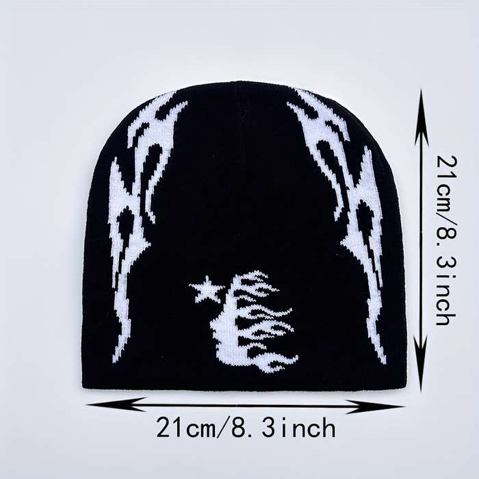 1pc Unisex Sports Skullies Beanies with Hell Star Double-Face Jacquard Design Acrylic Blend with