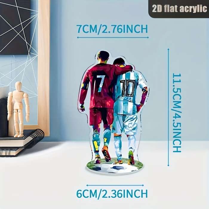 1pc 2D Flat Acrylic Soccer Player Silhouette Decor  Standee Red Blue Teamwork Figures Ideal fo