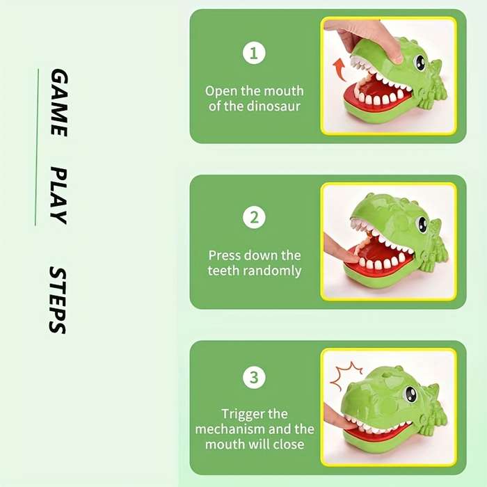 1Pc Green Hilarious Dinosaur Finger Biting Toy