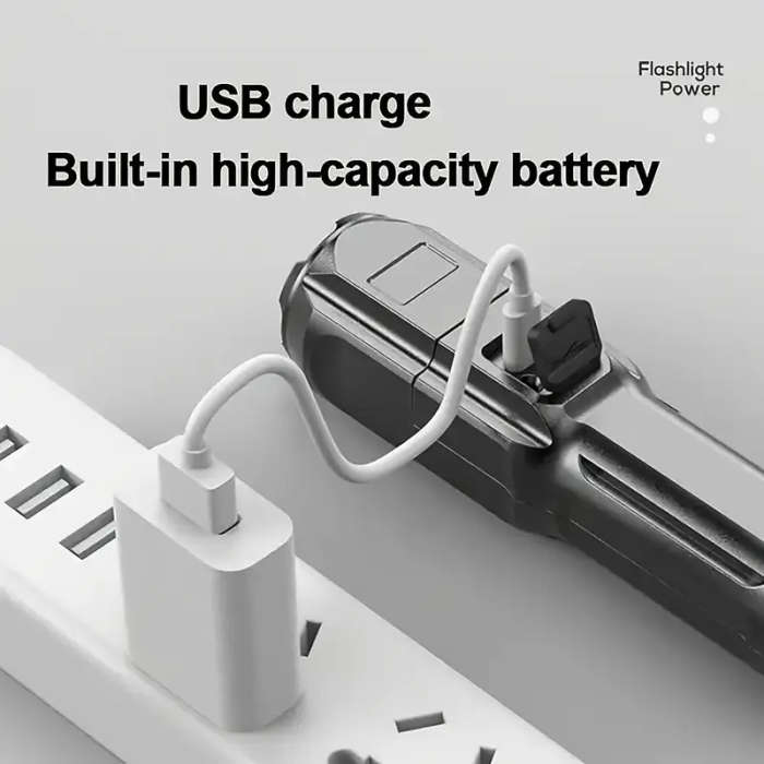 1pc Rechargeable LED Flashlight P50 Portable Telescopic Zoom 800mAh Lithium Battery USB Cable Includ