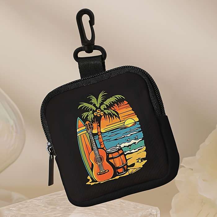 1pc 1pc Heat Wave Summer Sea Beach Pattern Large Capacity Coin Wallet Fashion Simple Digital Prin