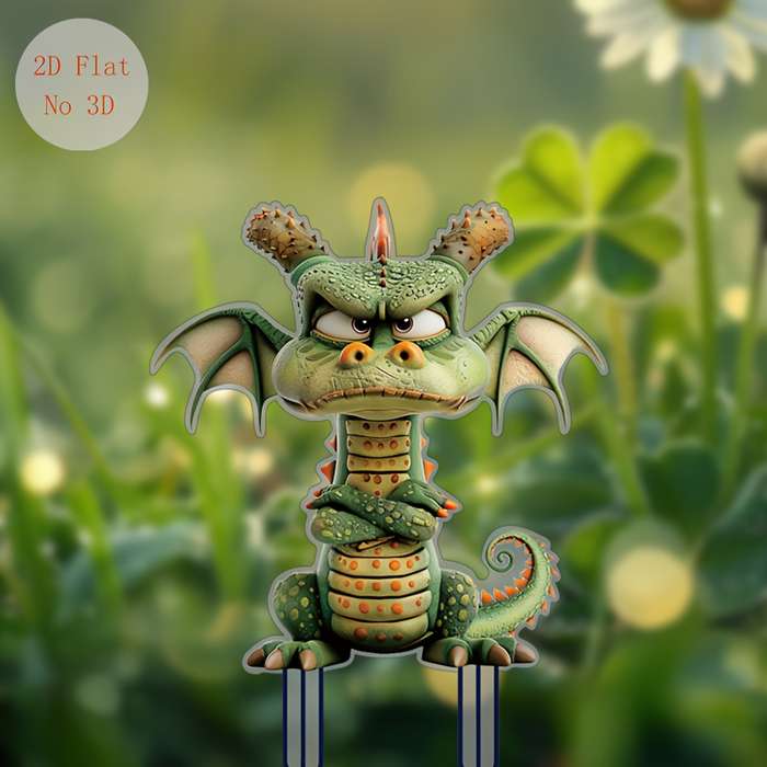 1pc 2D Flat    plane acrylic green dragon garden logo 19.3x 25.91cm exotic style Thanksgiv