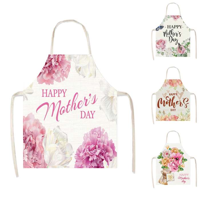 1pc Creative Simple Mother's Day Alphabet Flower Print Apron Mother's Day Gift Outdoor BBQ Apro