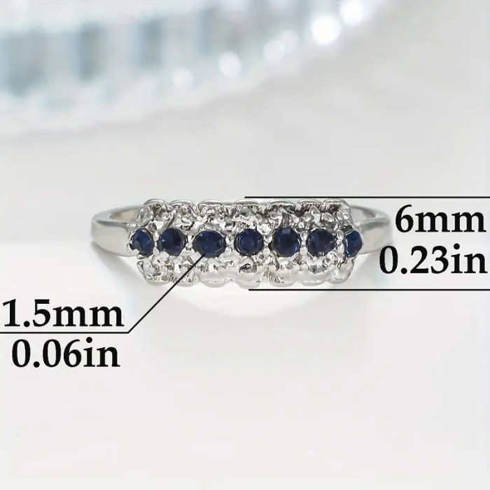 Vintage Synthetic Blue Sapphire Ring with Cubic Zirconia