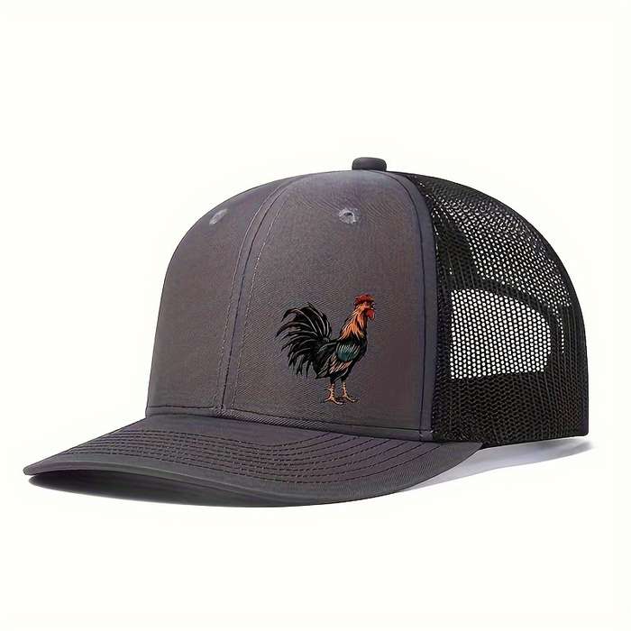 1pc Breathable Mesh Baseball Cap with Vibrant Rooster Print Adjustable Snapback Perfect for Casu