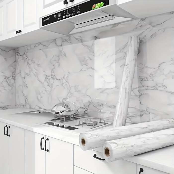 1pc Marble Pattern Self-Adhesive Kitchen Countertop Sticker 200x40cm Waterproof Oil-Resistan