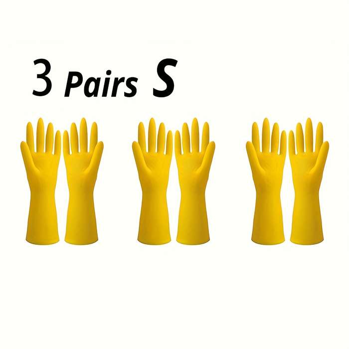 3 Pairs Of Thickened Rubber Dishwashing Gloves  S Household Cleaning Gloves