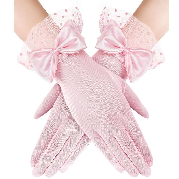 1 Pair Khaki Vintage Style Lace Gloves