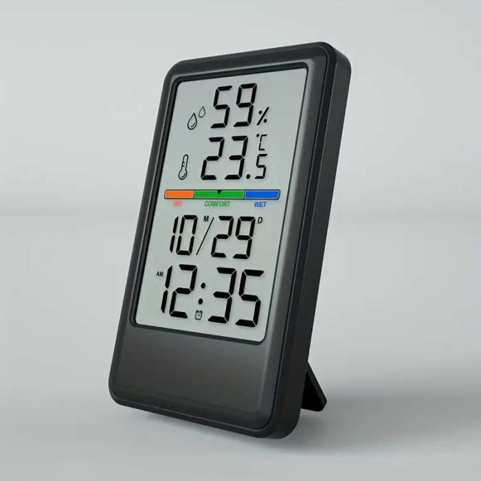 1pc Digital Hygrometer Thermometer Alarm Clock High Precision LCD Climate Indicator With Calibration