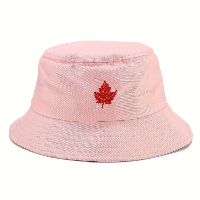 1pc 1 Fashionable Red Maple Leaf Embroidered Fisherman Hat for Men and Women Comfortable and Light
