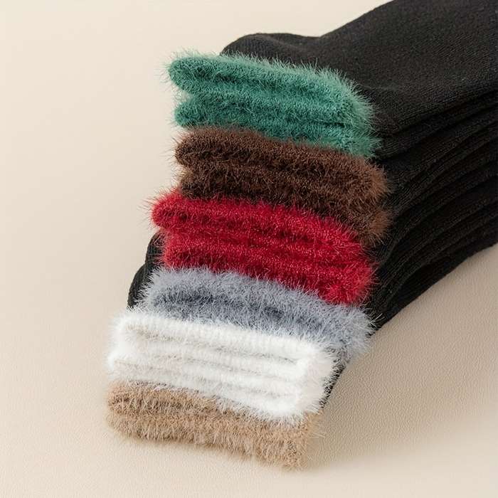 6 Pairs Of Mixed Colors Asian One Size High Elastic Socks