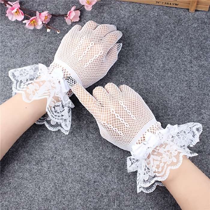 1 Pair Black Bridal Wedding Gloves