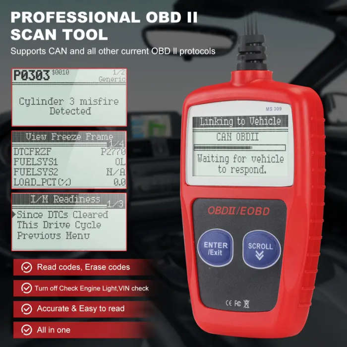 1pc Classic Enhanced Universal OBD2 Scanner Car Engine Fault Code Reader Check Engine Light And Emis