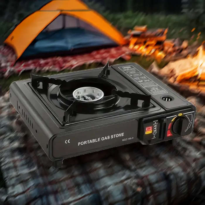 Portable Camping Stove with Adjustable Control Knob & Safety Valve - Compact Lightweight Design for