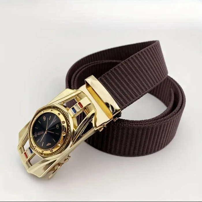 Men's Casual Outdoor Belt With Dial Design A-Brown