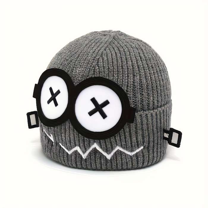 1pc Funny Knit Hat Autumn Warm Faulty Robot Cartoon Knit Cap Winter Ear Protection Knit Hat