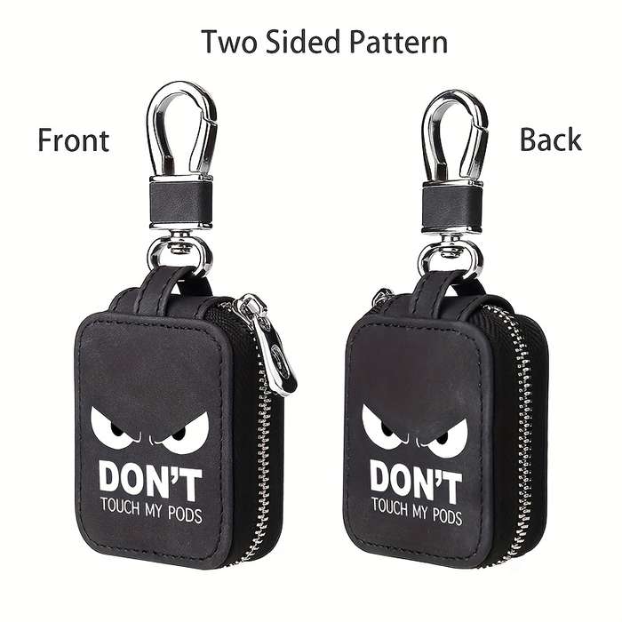 1pc Fun Hands Off My Pods Text Earbud Carrying Case Small Size Compatible with AirPods Made of