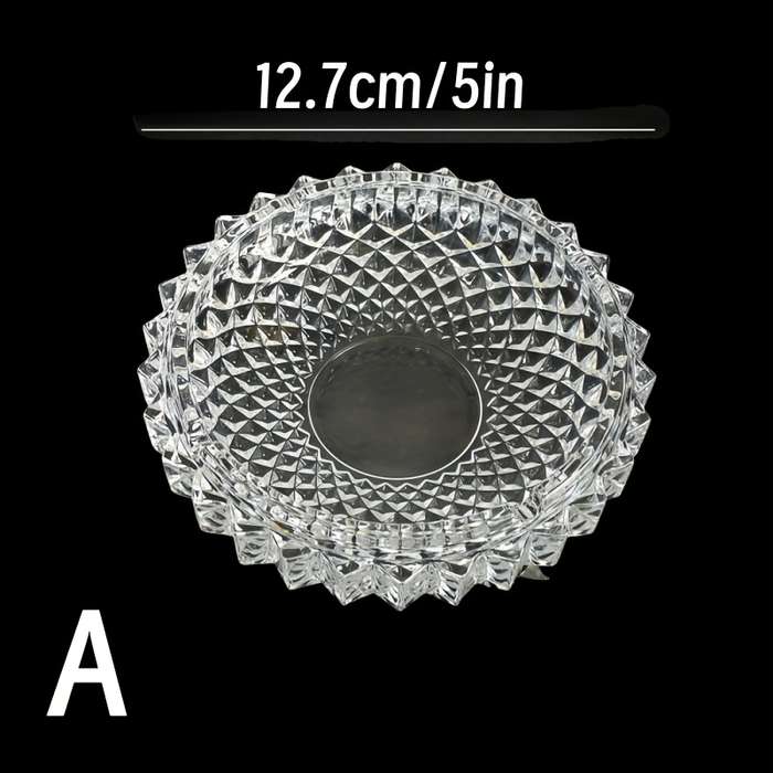 1pc Elegant Mesh Texture Crystal Ashtray Heavy-Duty Glass Cigarette Holder with Intricate Geometr