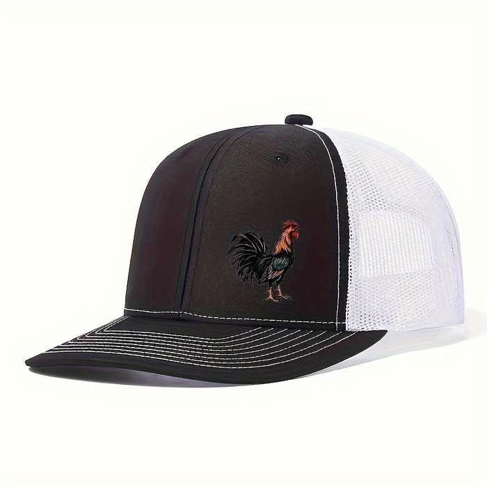 1pc Breathable Mesh Baseball Cap with Vibrant Rooster Print Adjustable Snapback Perfect for Casu