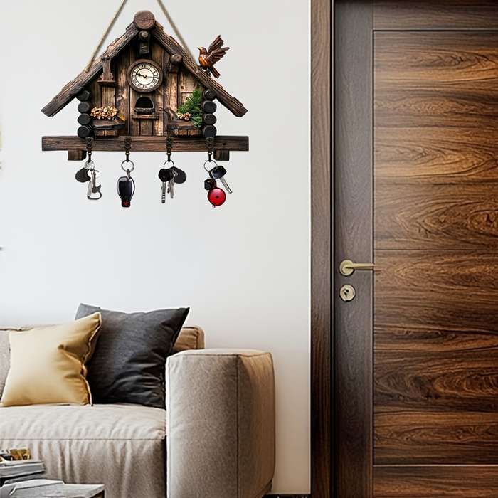 A Piece a Bird Song Small House Key Rack Minimalist Colorful Wooden And Home Key Holder with Four