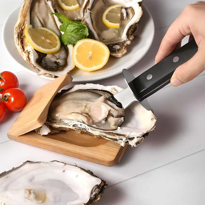 1pc Sturdy Wooden Oyster Shucking Holder with Safety Hand Guard Durable Kitchen Tool for Effortle