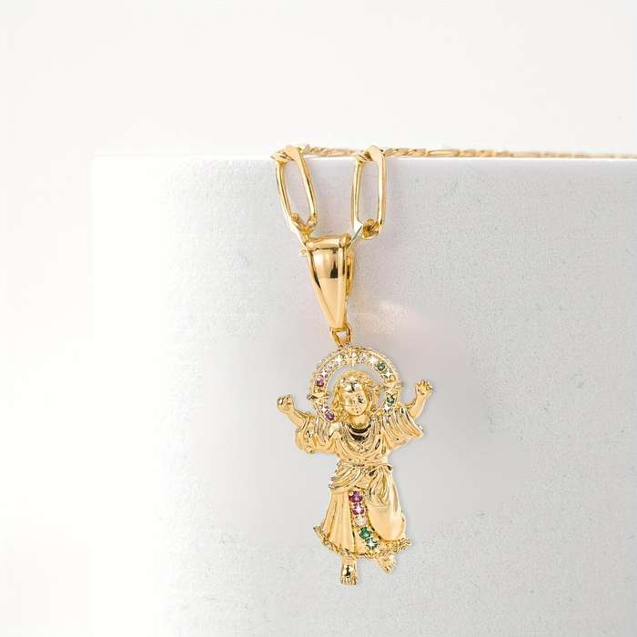 1 Piece Golden Yellow White Jesus Theme Pendant