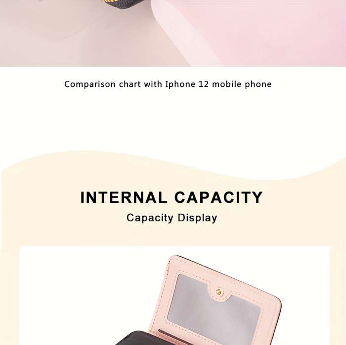 1pc 2025 Newest Women'S Fashionable Short Wallet Black with Golden Star and Heart Design Slim Mu