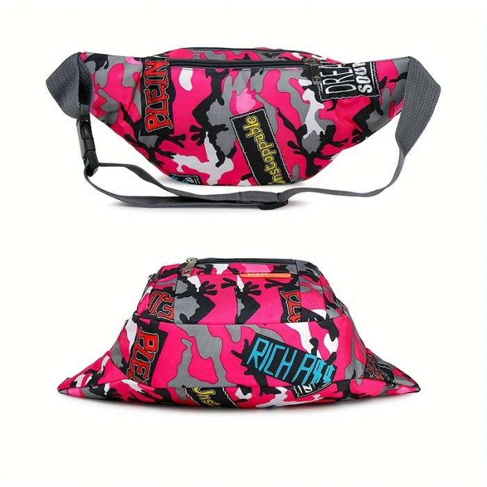1pc Leisure Sports Outdoor Waist Bag Shoulder Messenger Bag Chest Bag Wear-Resistant Oxford Cloth