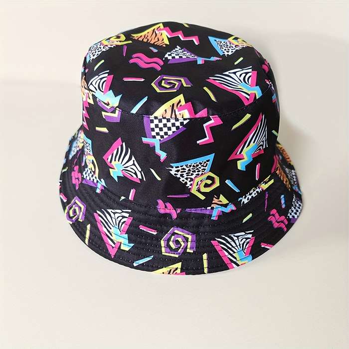 1pc Reversible Cotton Bucket Hat Unisex Outdoor Casual Sun Protection Cap Lightweight Printed Des