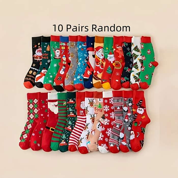 Sock Random Color 10 Pairs  One Size