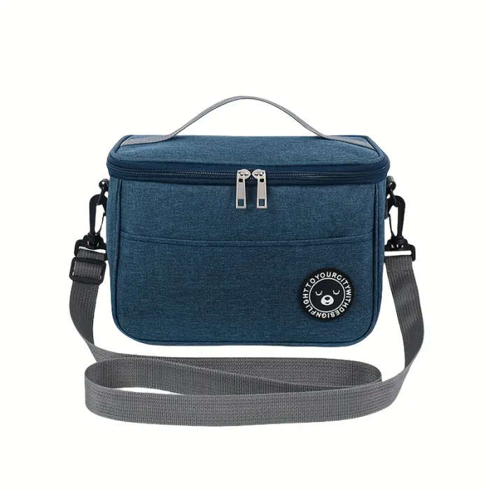 1pc Insulated Lunch Bag with Bear Pattern Waterproof And Portable for School And Office Keep Your Fo