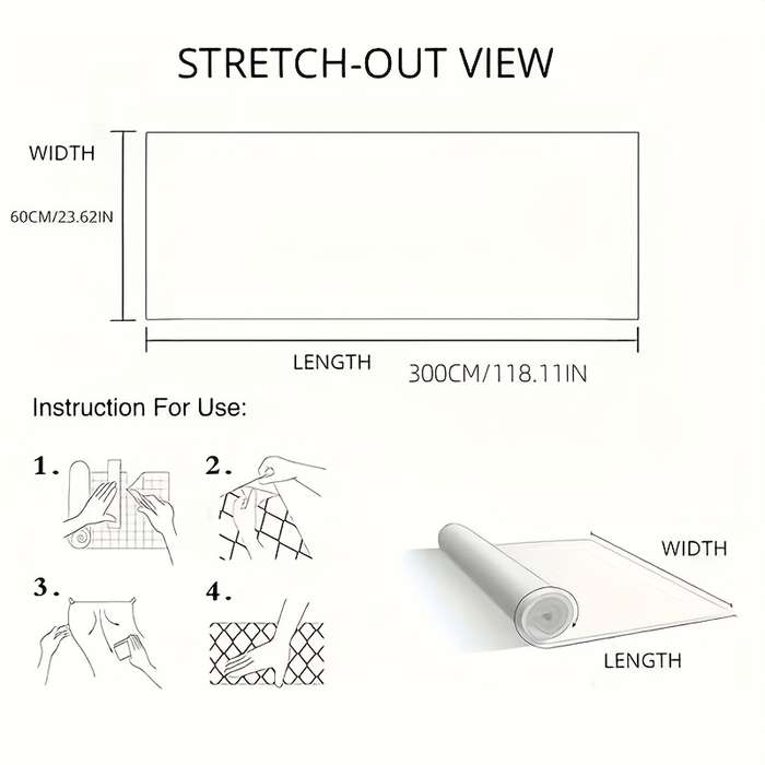 1PC Wall StickersPure White60X300CM  23.62X118.11IN