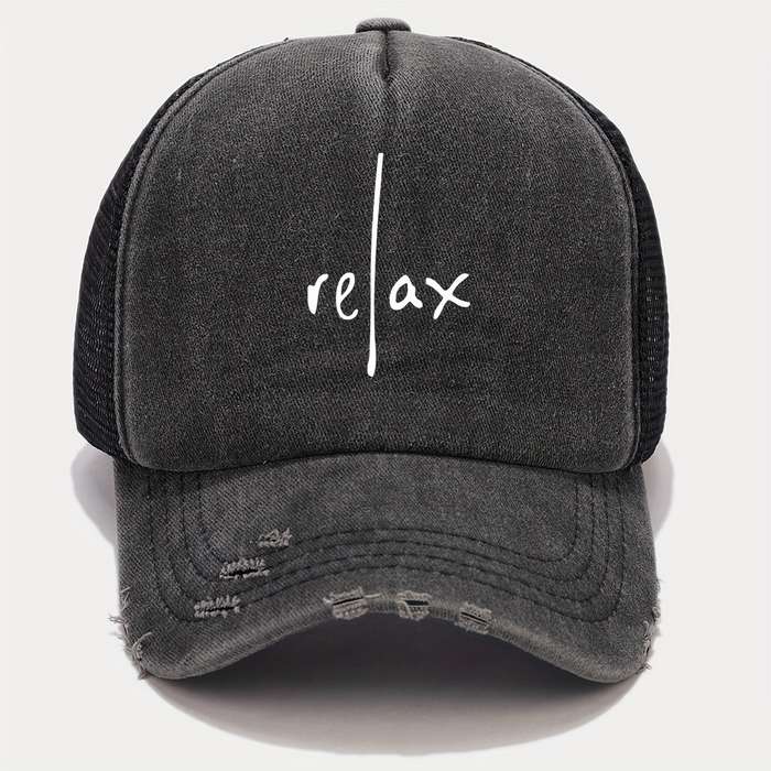 1pc RELAX Artistic Letter Print Baseball Cap Multicolor Blend Trucker Hat Lightweight Breatha