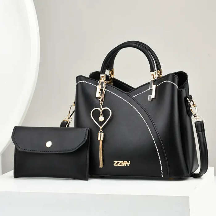 2pcs Stitched Handbag Women's Bag New Fashionable PU Molding Single Shoulder Crossbody Bag Color sen