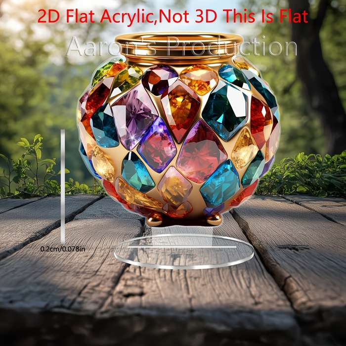1pc 2D Flat  Acrylic Golden Colorful Gemstone Vase Bohemian Style Elegant  Design Perf