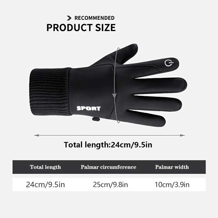 1 Pair Black Warm Gloves