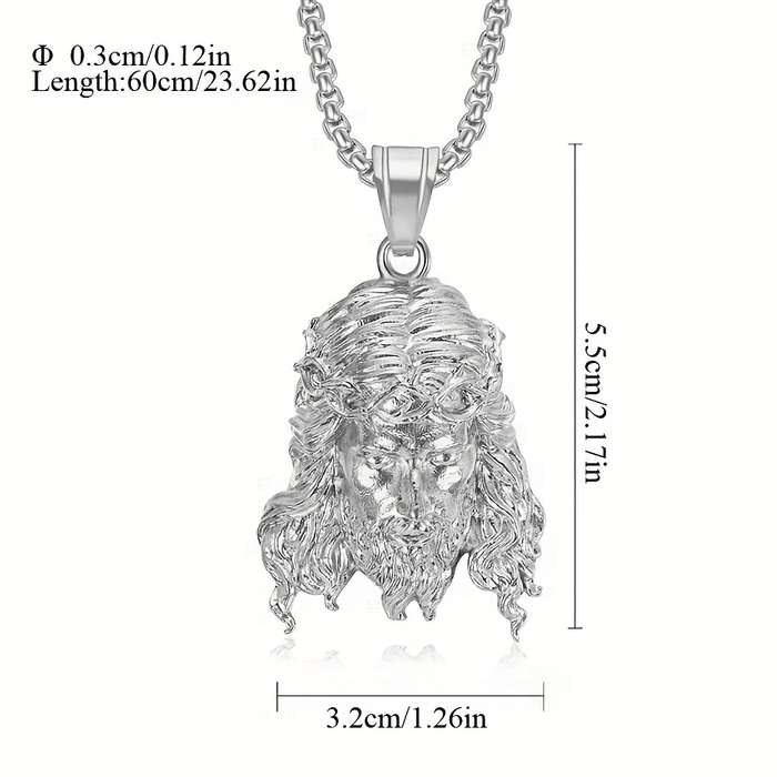1 Piece Steel Color Jesus Theme Pendant