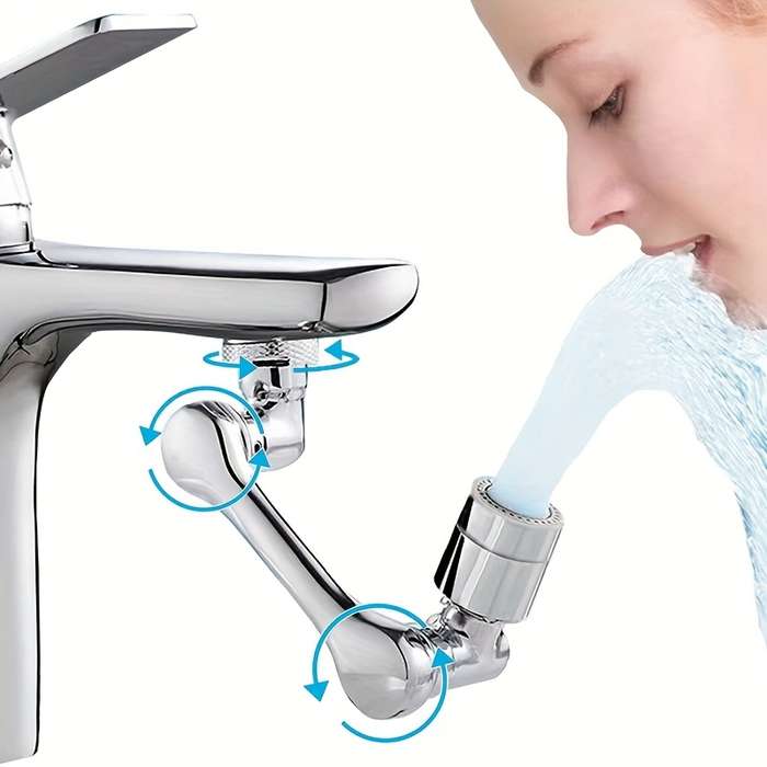 1Pc Silvery Universal Mechanical Arm Faucet