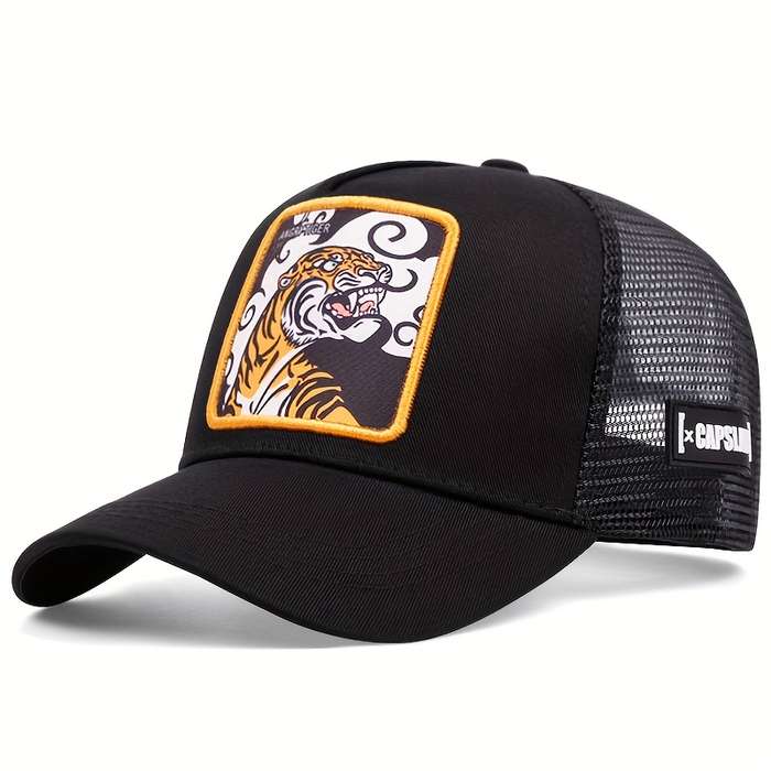 1pc Stylish Cartoon Embroidered Baseball Cap with Sun Protection Mesh for Outdoor Sports Lightwei