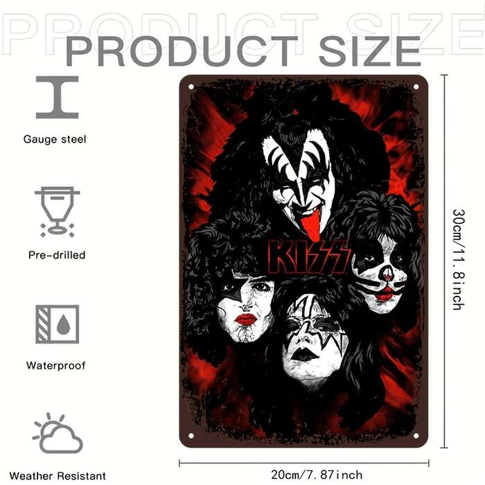1pc Kiss Band Vintage Metal Poster Perfect for Man Cave Garden Bar or Garage Decor Durable Al