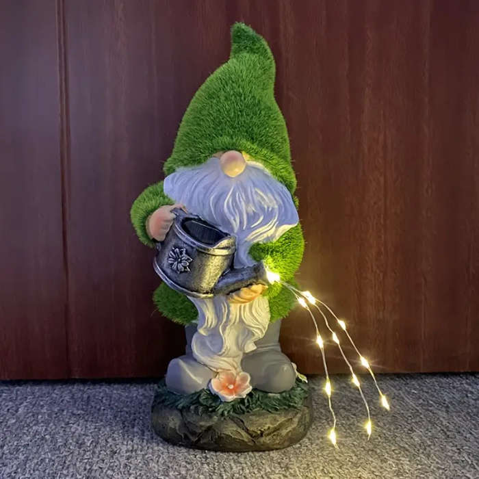 Unique Solar Gnome Watering Can Light