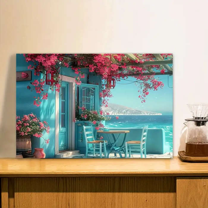 1pc Mediterranean Terrace Canvas Wall Art Frameless Classic Modern Art Deco Style Indoor Outdoor Han