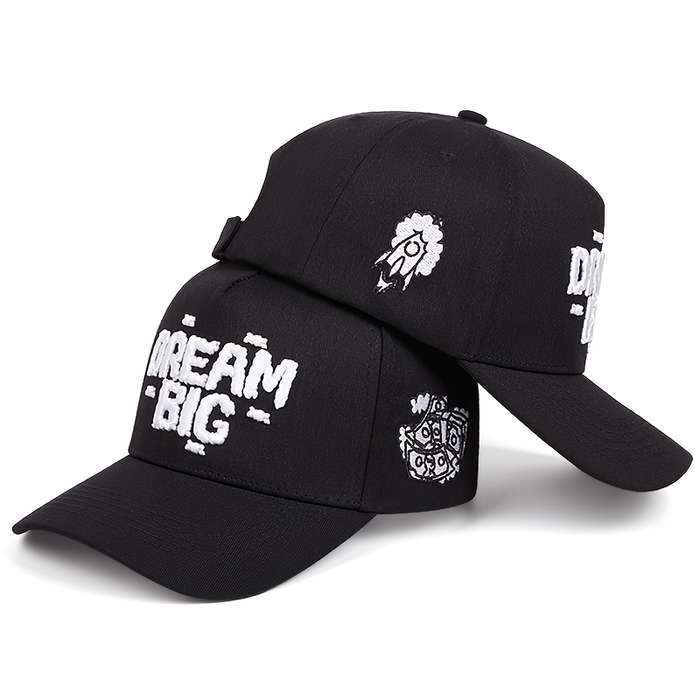1pc Big Dream Embroidered Baseball Cap for Men And Women Outdoor Sunshade Casual Duckbill Hat Am
