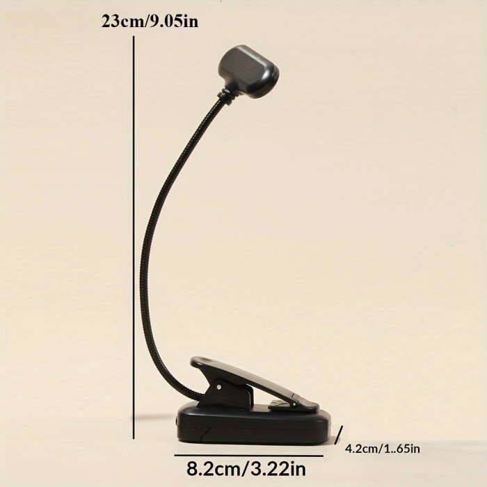 1pc Battery Power Portable Book Light With Clip Adjustable Arm Reading Light Night Reading Lamp Desk